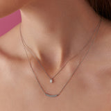 14K White Gold Emerald Cut Diamond Necklace