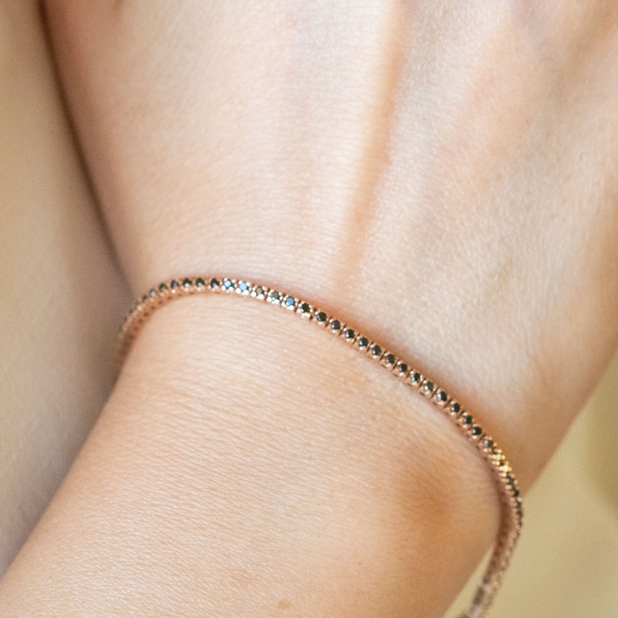 14K Rose Gold Black Diamond Tennis Bracelet - Main Image