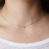 14K Gold Bezel Set Diamond Solitaire Necklace