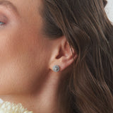 14K White Gold Diamond Halo Earring
