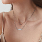 14K White Gold Baguette Diamond Necklace