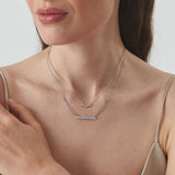 14K White Gold Baguette Diamond Necklace