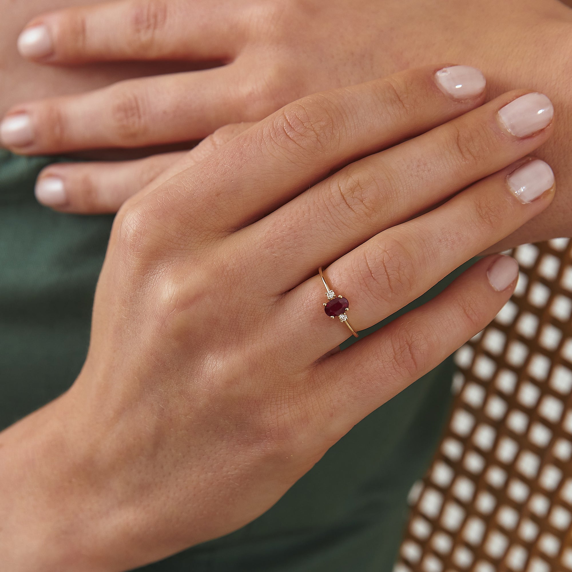 14K Gold Oval Cut Natural Ruby Ring