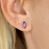 14K Gold Marquise Amethyst Gemstone Earring