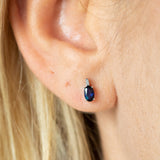14K White Gold Sapphire and Diamond Earring