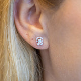 8K Gold Baguette and Round Diamonds Earring