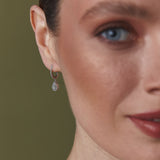 14K White Gold Baguette and Round Cut Diamond Earring