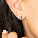 14K White Gold Pear Cut Blue Topaz Earring