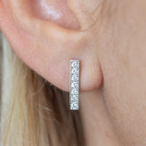 18K White Gold Bar Stud Earrings