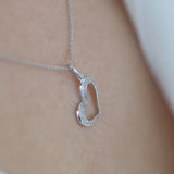 14K White Gold Open Heart Diamond Necklace