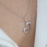 14K White Gold Open Heart Diamond Necklace