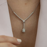 14K White Gold Round Cut Diamond Stone Necklace