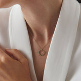 14K Yellow Gold Half Circle Diamond Necklace