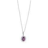 14K White Gold Oval Amethyst Necklace