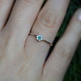 14K White Gold  Emerald and Diamonds Engagement Ring
