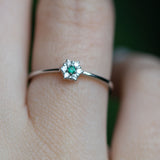 14K White Gold  Emerald and Diamonds Engagement Ring