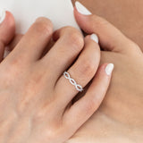 14K White Gold Round Cut Diamond Infinity Wedding Band