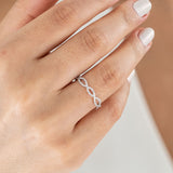 14K White Gold Round Cut Diamond Infinity Wedding Band