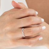 14K White Gold Round Cut Diamond Infinity Wedding Band