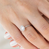 14K White Gold Round and Baguette Cut Diamond Engagement Ring