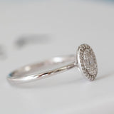 14K White Gold Round and Baguette Cut Diamond Engagement Ring