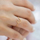 14K Rose Gold Diamond Open Twister Circle Ring