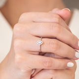 14K White Gold Round and Marquise Cut Diamond Engagement Ring