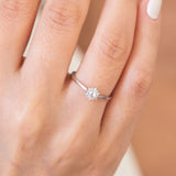 14K White Gold Round and Rose Cut Floral Diamond Engagement Ring