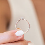 14K White Gold Round and Rose Cut Floral Diamond Engagement Ring