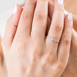 14K White Gold Emerald Cut Half Eternity Diamond Engagement Ring
