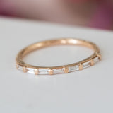 14K Rose Gold Baguette Cut Half Eternity Diamond Wedding Band
