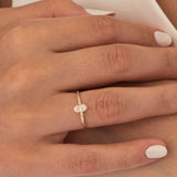 14K Yellow Gold Round and Baguette Diamond Engagement Ring