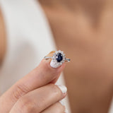 18K White Gold Baguette and Oval Cut Sapphire Engagement Ring