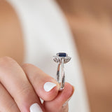 18K White Gold Baguette and Oval Cut Sapphire Engagement Ring