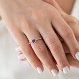 14K Rose Gold and Princess Cut Sapphire Diamond Engagement Ring