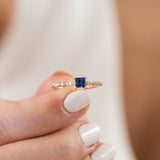 14K Rose Gold and Princess Cut Sapphire Diamond Engagement Ring