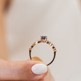14K Rose Gold and Princess Cut Sapphire Diamond Engagement Ring