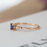 14K Rose Gold and Princess Cut Sapphire Diamond Engagement Ring