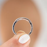 14K White Gold Round Cut Sapphire Diamond Wedding Band