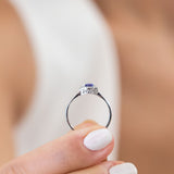 14K White Gold Round and Oval Cut Tanzanite Diamond Engagement Ring
