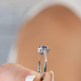 14K White Gold Round and Oval Cut Tanzanite Diamond Engagement Ring