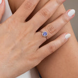 14K White Gold Round and Oval Cut Tanzanite Diamond Engagement Ring