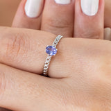 14K White Gold Oval Cut Tanzanite Engagement Ring