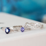 14K White Gold Oval Cut Tanzanite Engagement Ring
