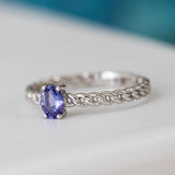 14K White Gold Oval Cut Tanzanite Engagement Ring