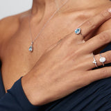 14K White Gold Pear Cut Blue Topaz Engagement Ring