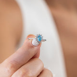 14K White Gold Pear Cut Blue Topaz Engagement Ring