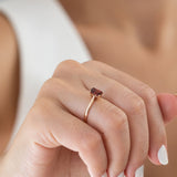 14K Rose Gold Baguette Cut Red Garnet Engagement Ring