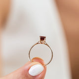 14K Rose Gold Baguette Cut Red Garnet Engagement Ring