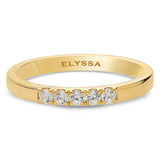 14K Gold 2.2mm 5 stone Diamond Wedding Band Gold